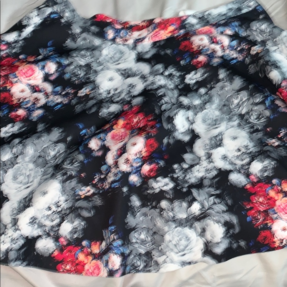Floral Black Skirt